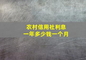 农村信用社利息一年多少钱一个月