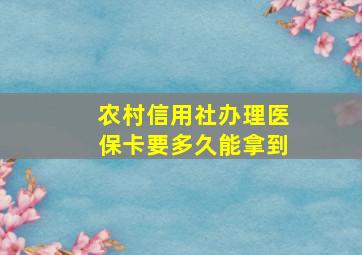 农村信用社办理医保卡要多久能拿到