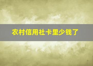 农村信用社卡里少钱了