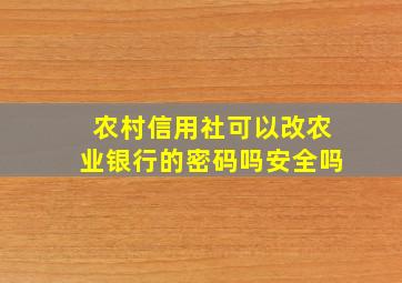 农村信用社可以改农业银行的密码吗安全吗