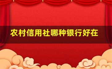 农村信用社哪种银行好在