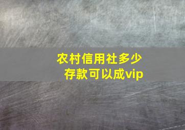 农村信用社多少存款可以成vip