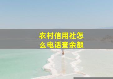 农村信用社怎么电话查余额