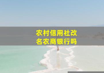 农村信用社改名农商银行吗