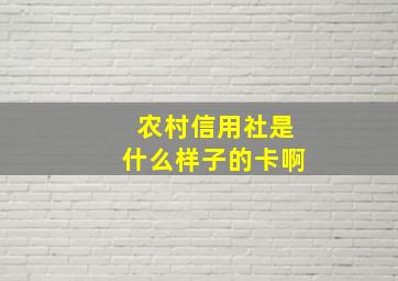 农村信用社是什么样子的卡啊