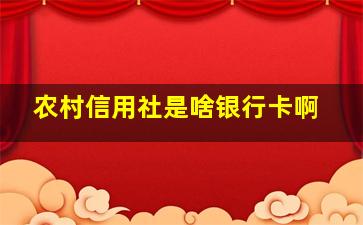 农村信用社是啥银行卡啊