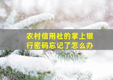 农村信用社的掌上银行密码忘记了怎么办