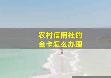 农村信用社的金卡怎么办理