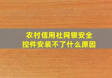 农村信用社网银安全控件安装不了什么原因