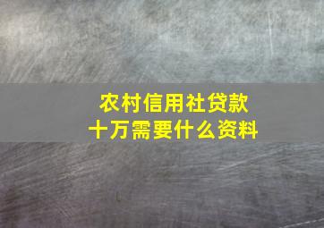 农村信用社贷款十万需要什么资料