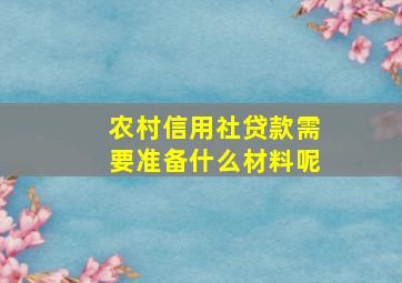 农村信用社贷款需要准备什么材料呢