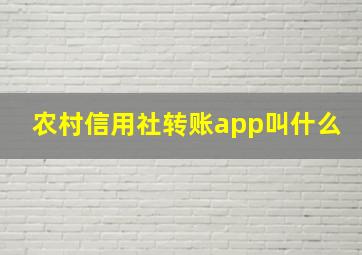 农村信用社转账app叫什么