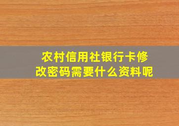 农村信用社银行卡修改密码需要什么资料呢