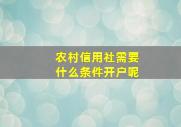 农村信用社需要什么条件开户呢