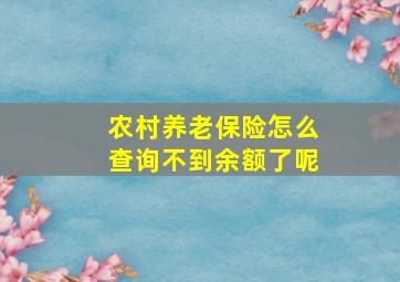 农村养老保险怎么查询不到余额了呢