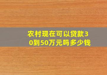 农村现在可以贷款30到50万元吗多少钱