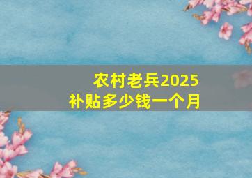 农村老兵2025补贴多少钱一个月