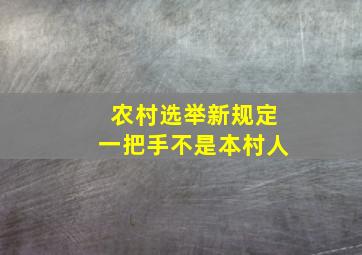 农村选举新规定一把手不是本村人