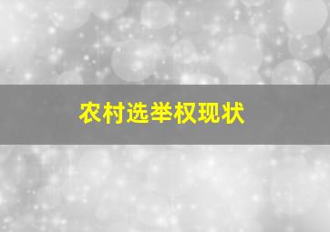 农村选举权现状