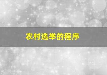 农村选举的程序