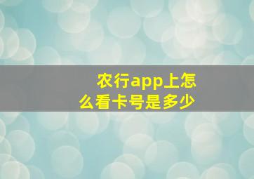 农行app上怎么看卡号是多少