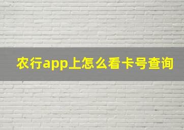 农行app上怎么看卡号查询