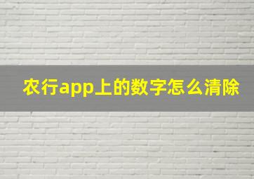 农行app上的数字怎么清除