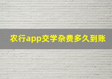 农行app交学杂费多久到账