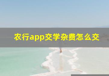 农行app交学杂费怎么交