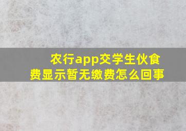 农行app交学生伙食费显示暂无缴费怎么回事