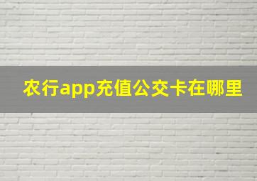 农行app充值公交卡在哪里