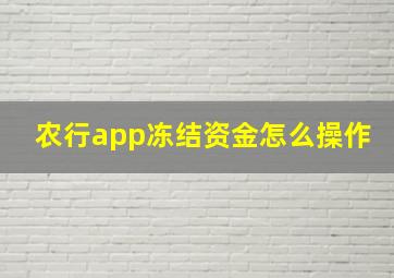 农行app冻结资金怎么操作