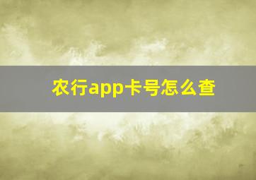 农行app卡号怎么查