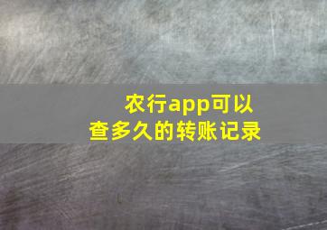 农行app可以查多久的转账记录