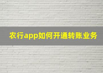 农行app如何开通转账业务