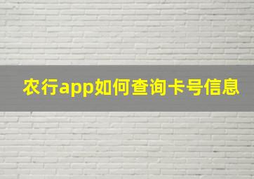 农行app如何查询卡号信息