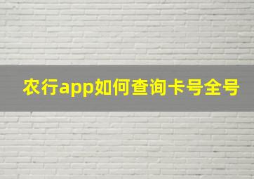 农行app如何查询卡号全号