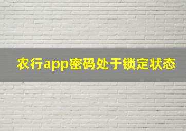 农行app密码处于锁定状态