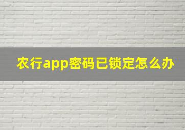 农行app密码已锁定怎么办