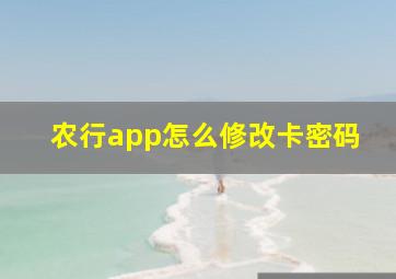 农行app怎么修改卡密码