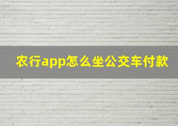 农行app怎么坐公交车付款