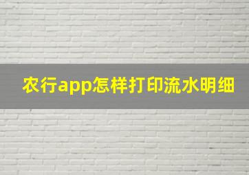 农行app怎样打印流水明细