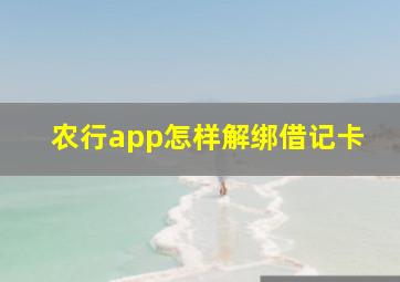 农行app怎样解绑借记卡