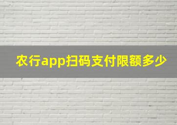 农行app扫码支付限额多少