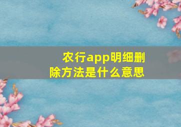 农行app明细删除方法是什么意思