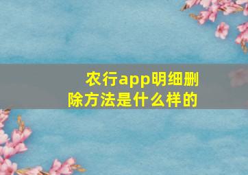 农行app明细删除方法是什么样的