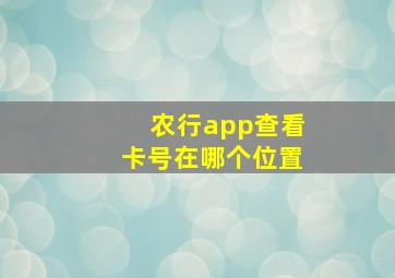 农行app查看卡号在哪个位置