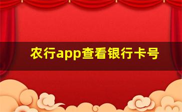 农行app查看银行卡号