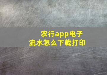 农行app电子流水怎么下载打印