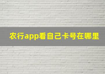 农行app看自己卡号在哪里